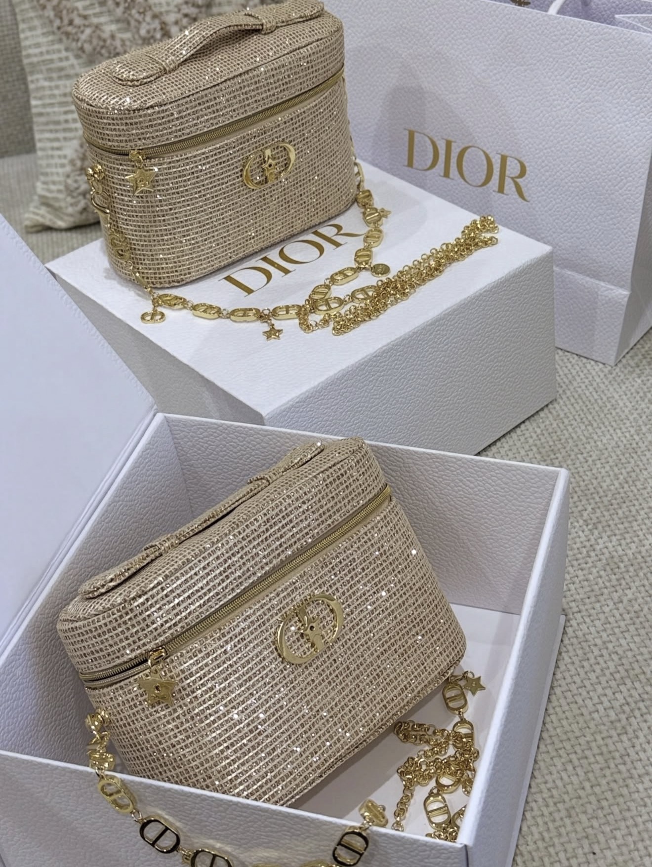 Authentic Dior Gold Bag Complete with FREE Chain and Paperbag