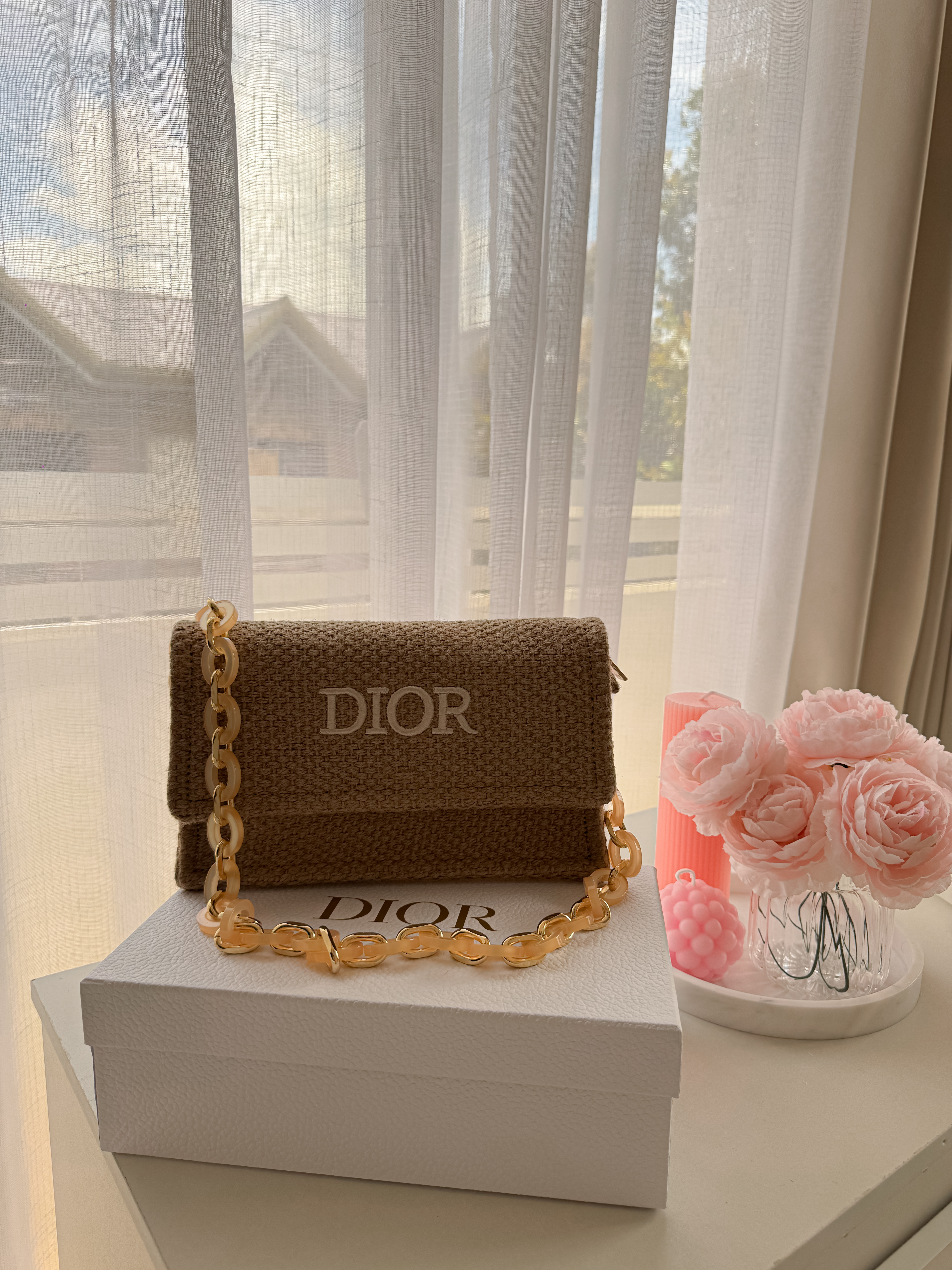 Authentic GWP Dior Shoulder Raffia Bag With Box and FREE paperbag - Image 2