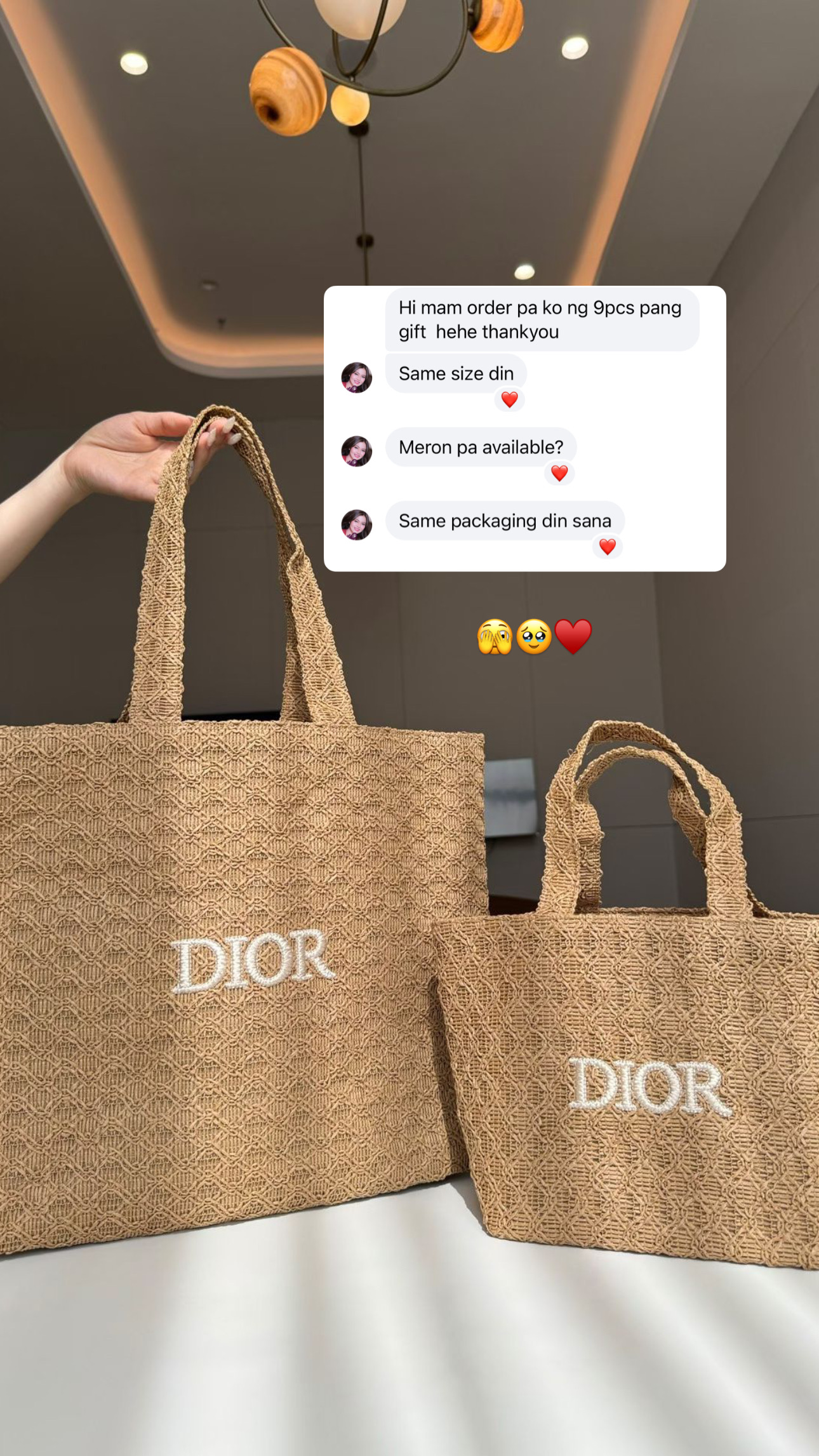 Authentic GWP Dior Raffia Tote Bag Large Size - Image 7