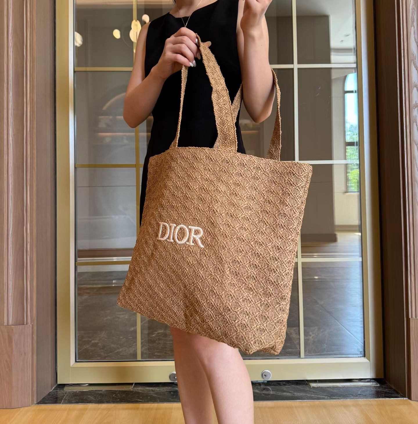 Authentic GWP Dior Raffia Tote Bag Large Size - Image 4