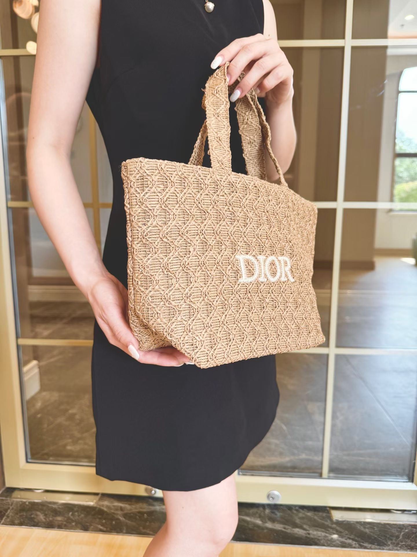 Authentic GWP Dior Raffia Bag Medium Size - Image 3