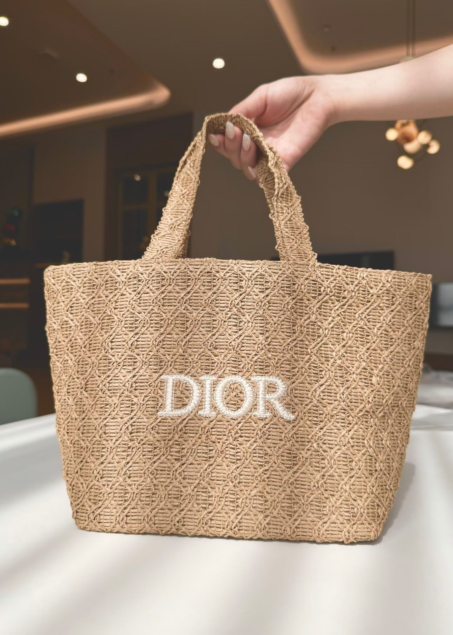Authentic GWP Dior Raffia Bag Medium Size