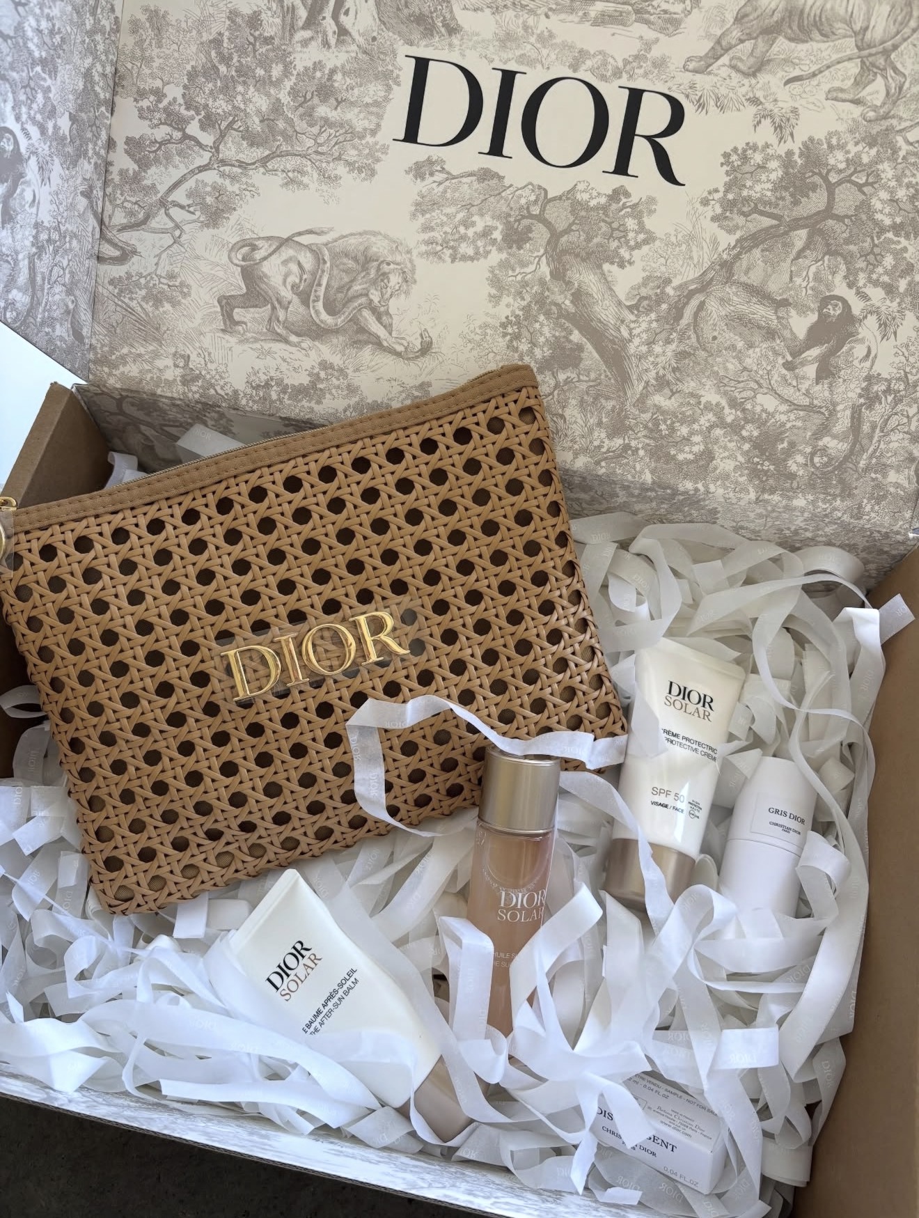 NEW Dior GWP Raffia Pouch