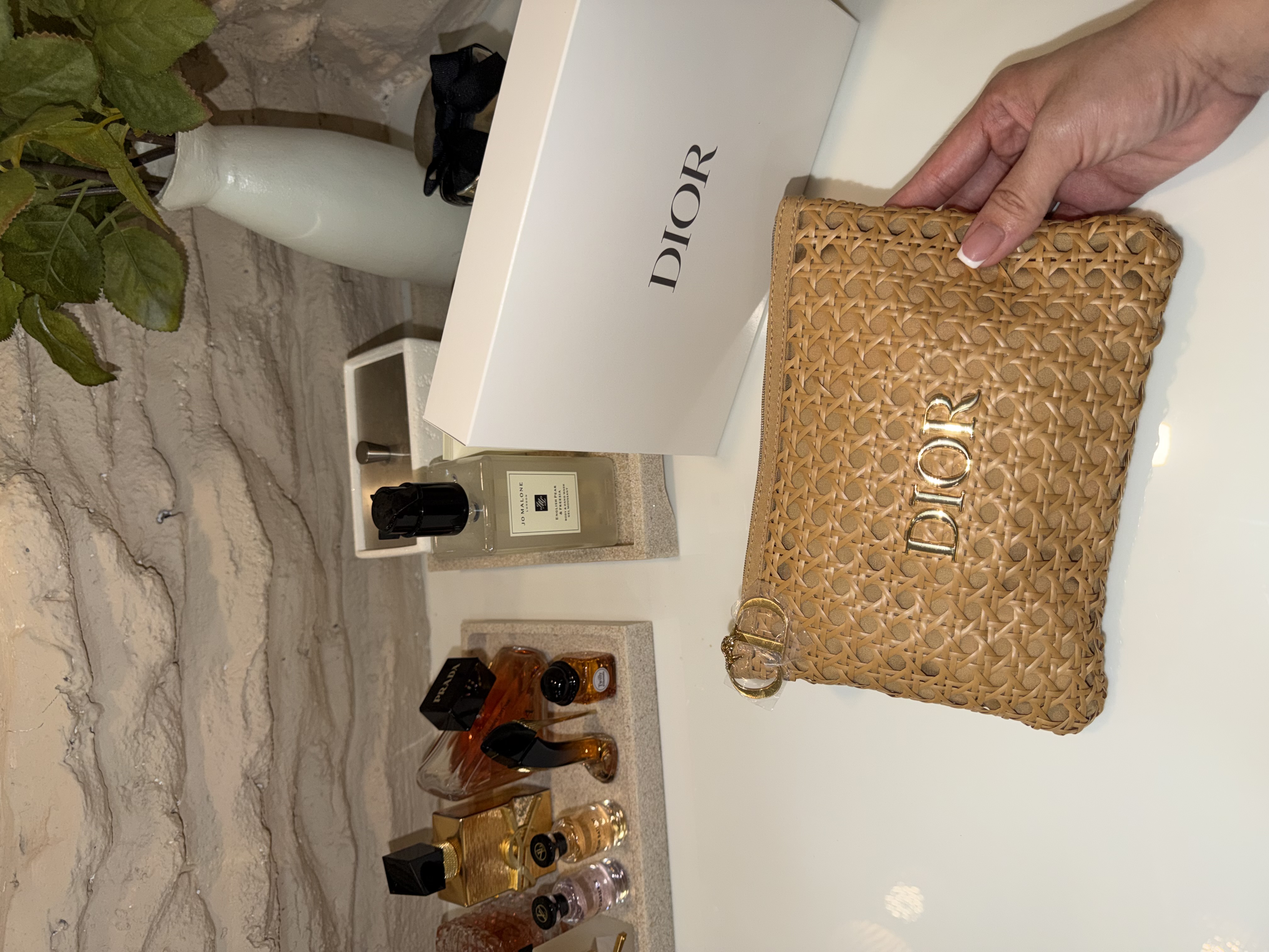 NEW Dior GWP Raffia Pouch - Image 3