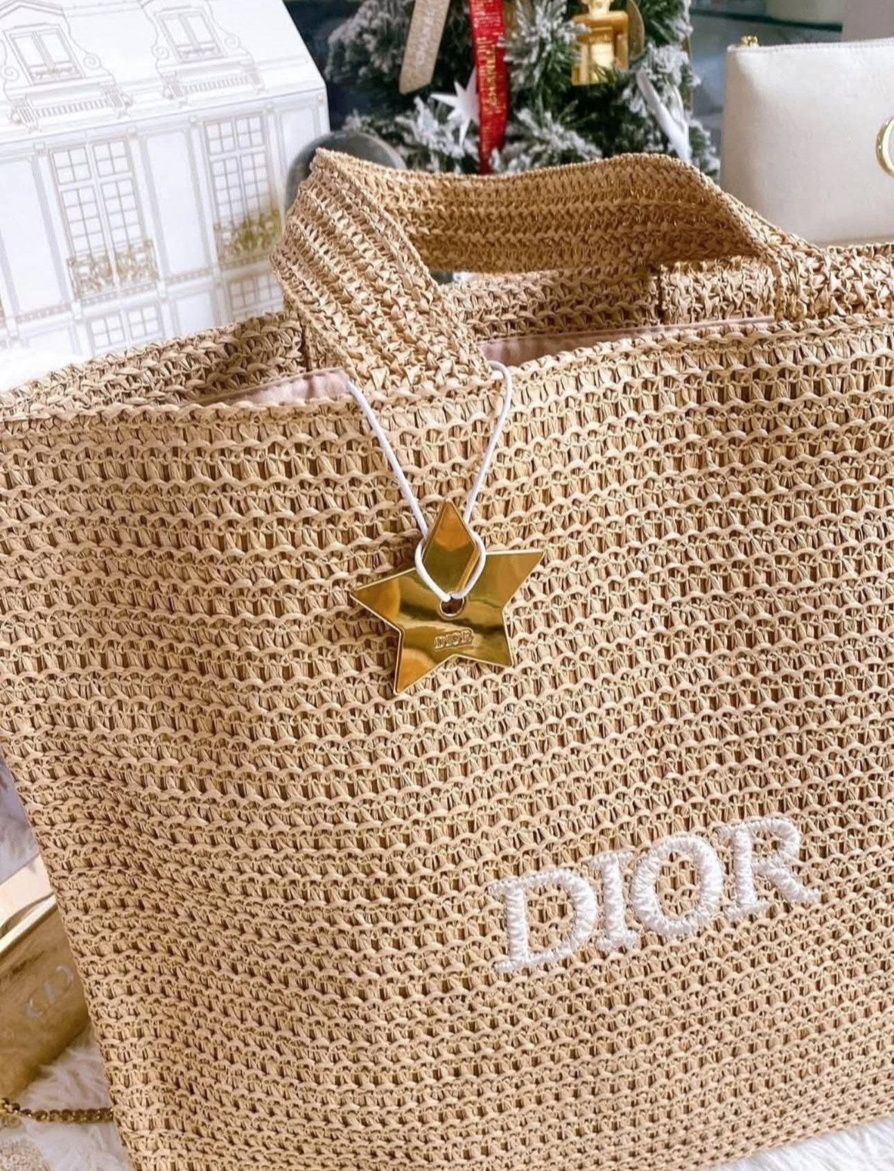 Authentic GWP Dior Tote Raffia Bag - Image 4