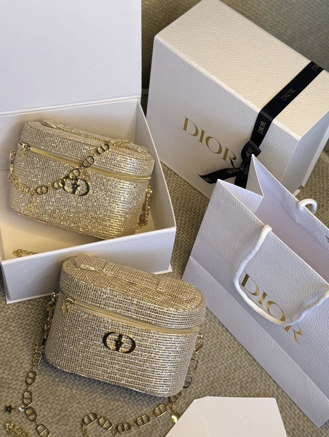 Authentic Dior Gold Bag Complete with FREE Chain and Paperbag - Image 2