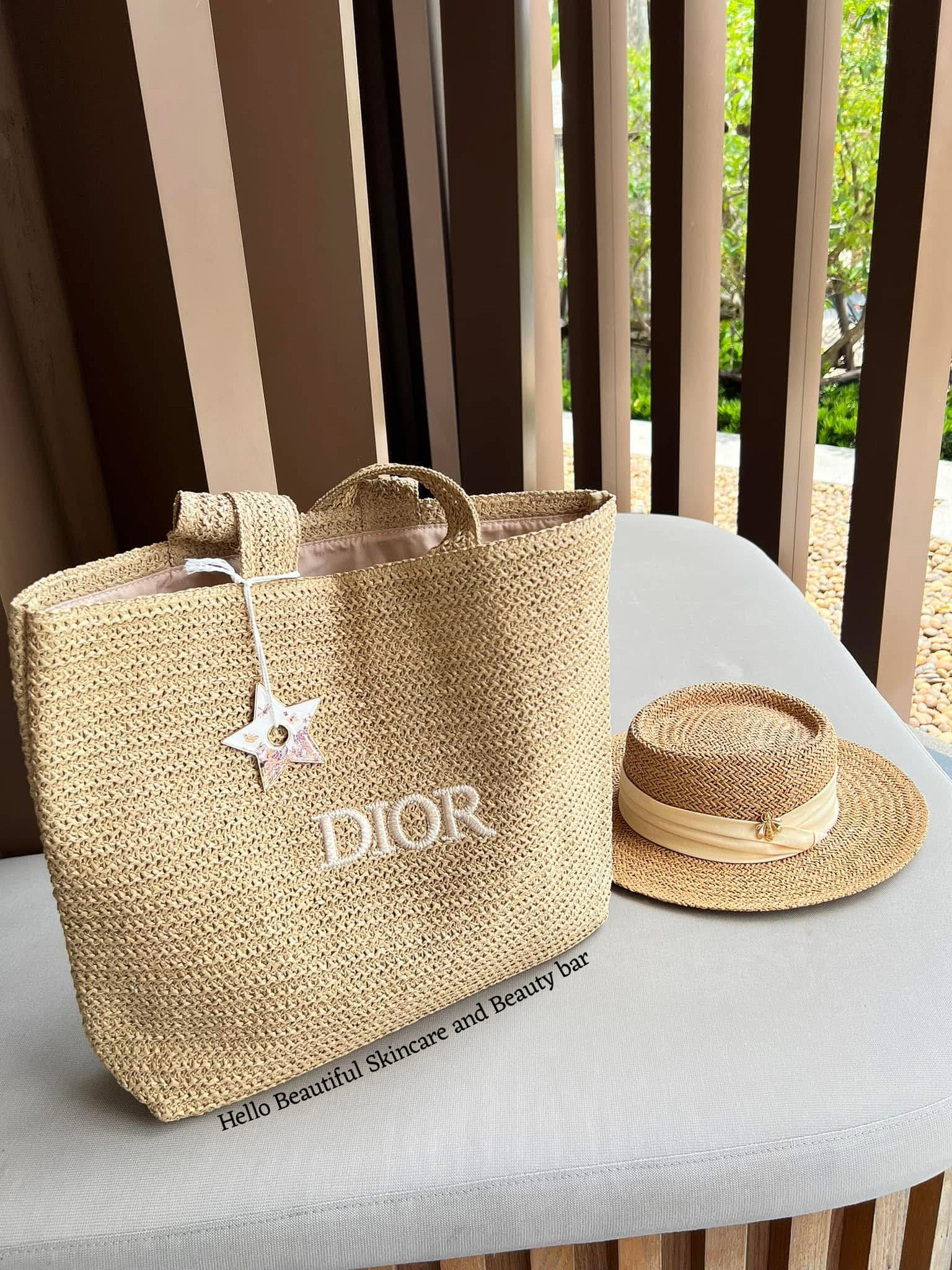 Authentic GWP Dior Tote Raffia Bag - Image 3