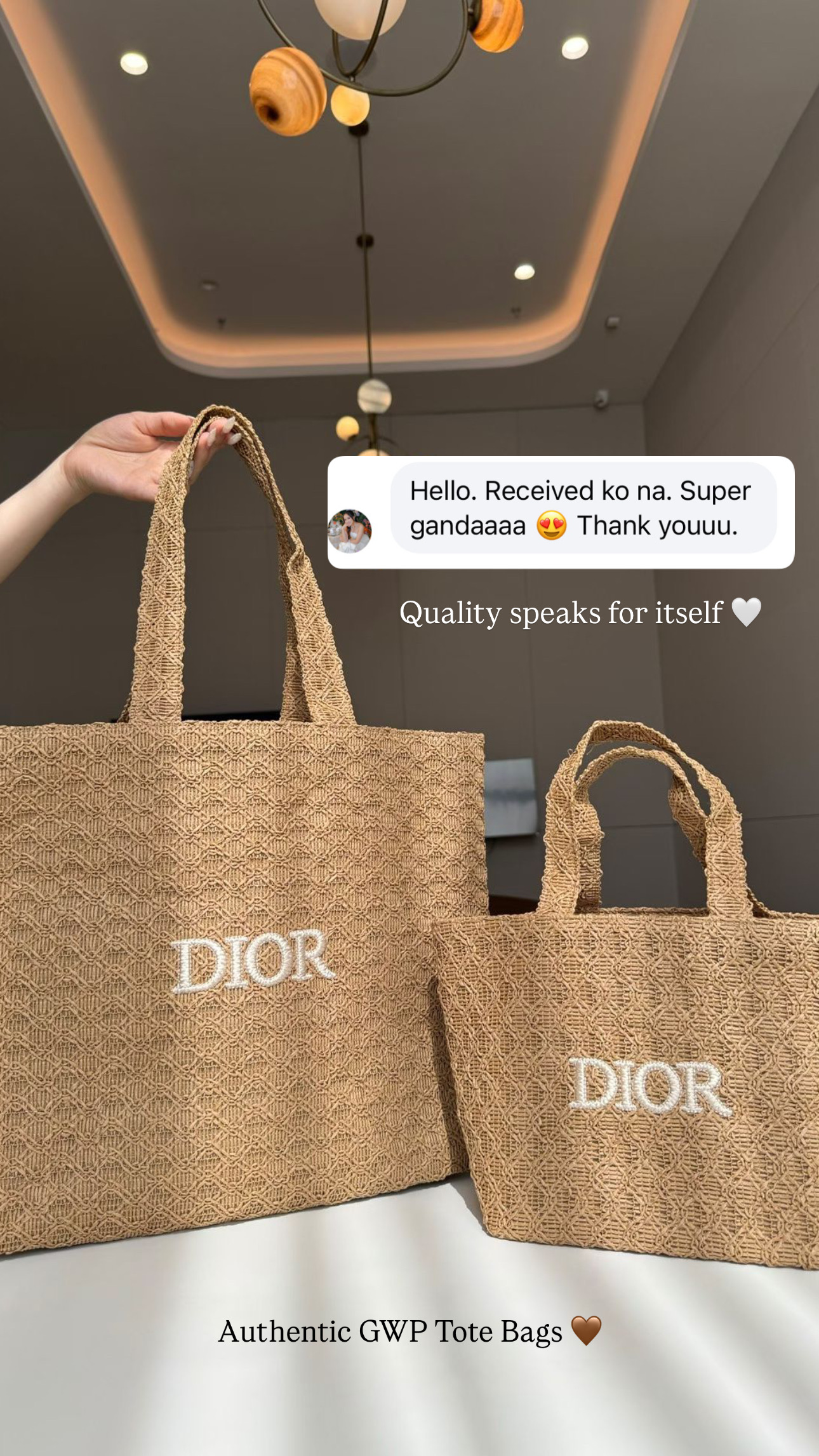 Authentic GWP Dior Raffia Tote Bag Large Size - Image 6