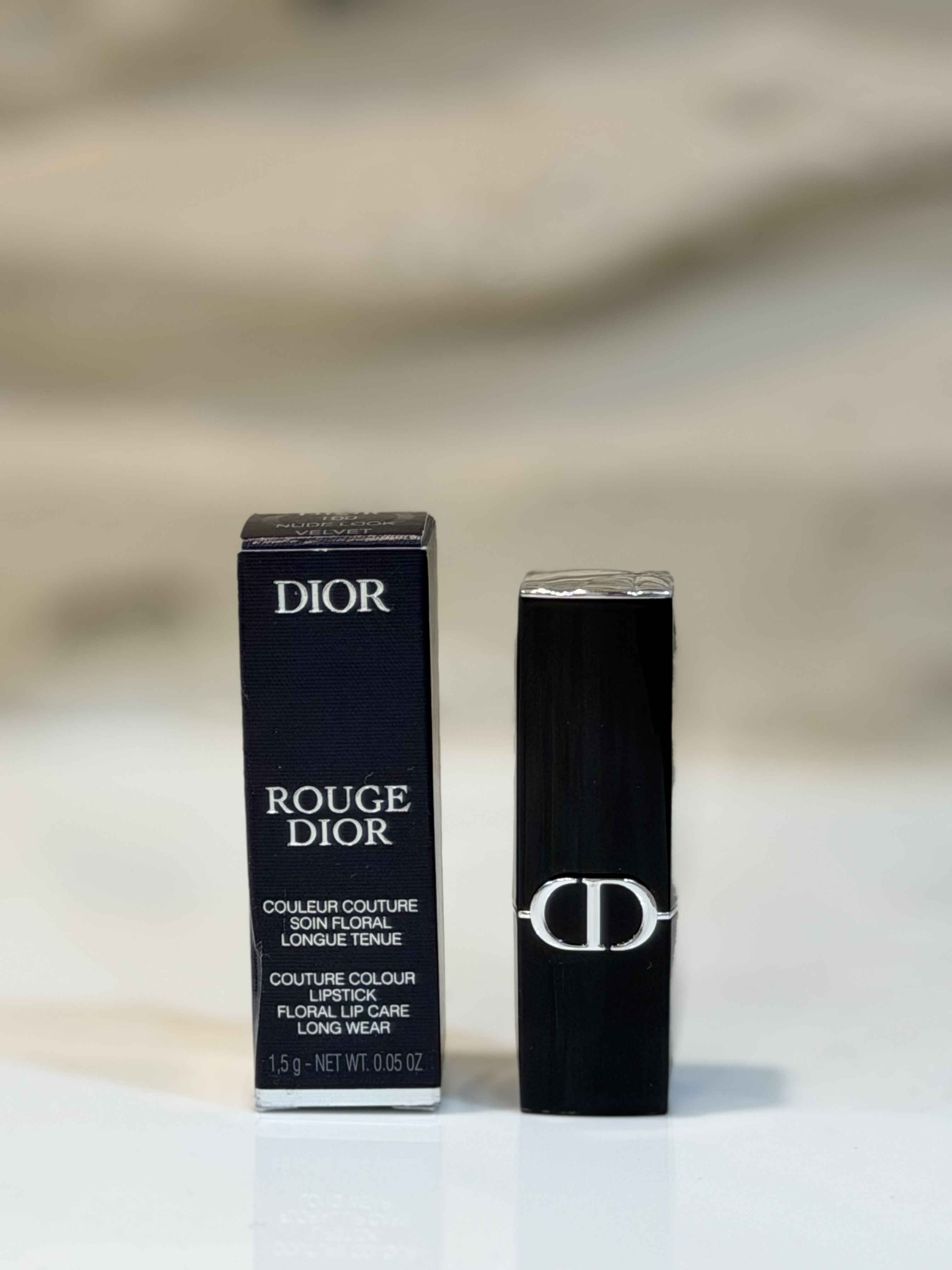 Rouge Dior Travel Size Lipstick in a box - 100 Nude Look Velvet - Image 6