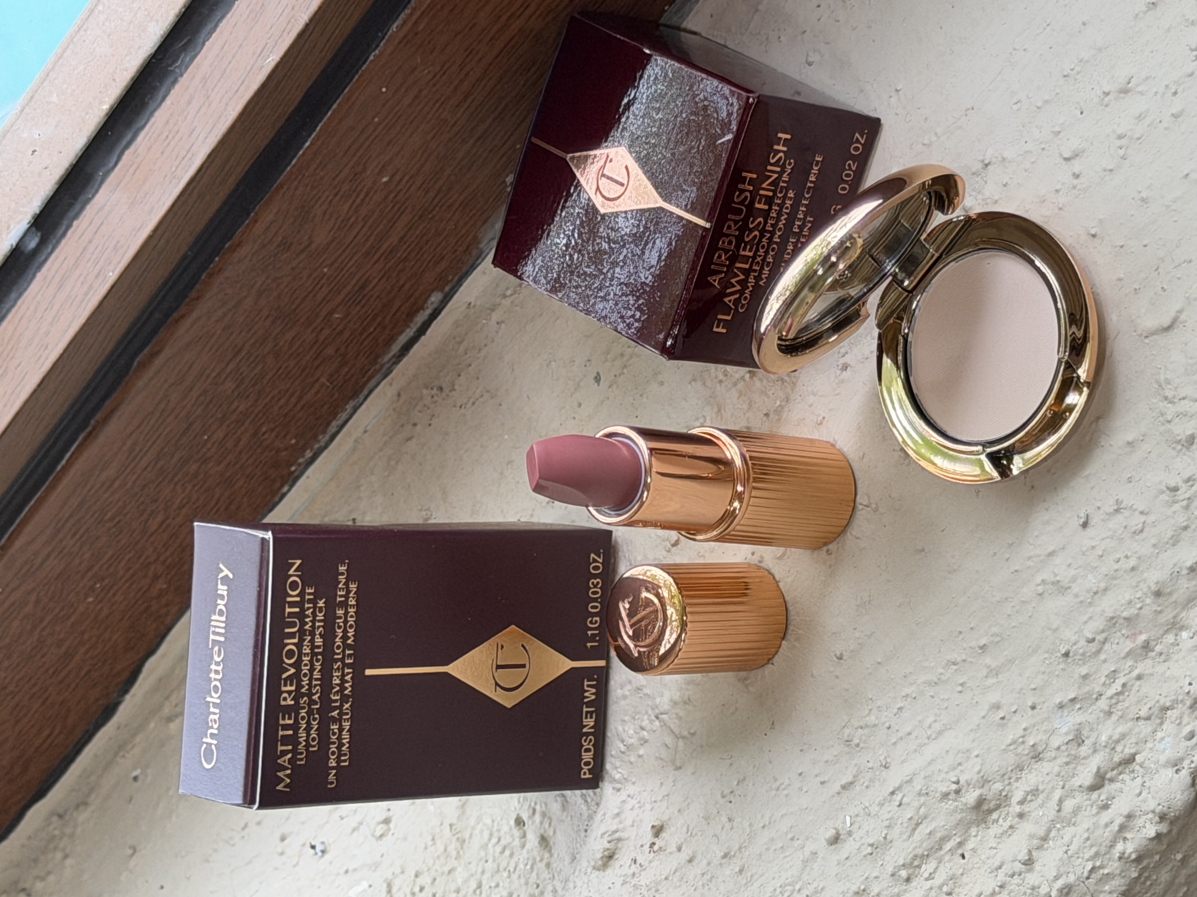 Charlotte Tilbury Mini Matte Revolution Matte Lipstick in Pillowtalk and Mini Face Powder Set - Image 2