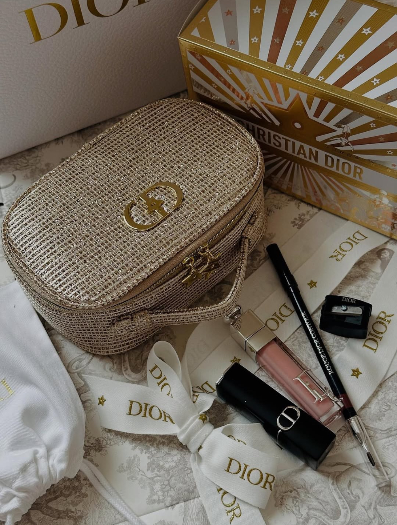 Authentic GWP Dior Holiday Pouch with box and FREE Gold Chain - Image 7