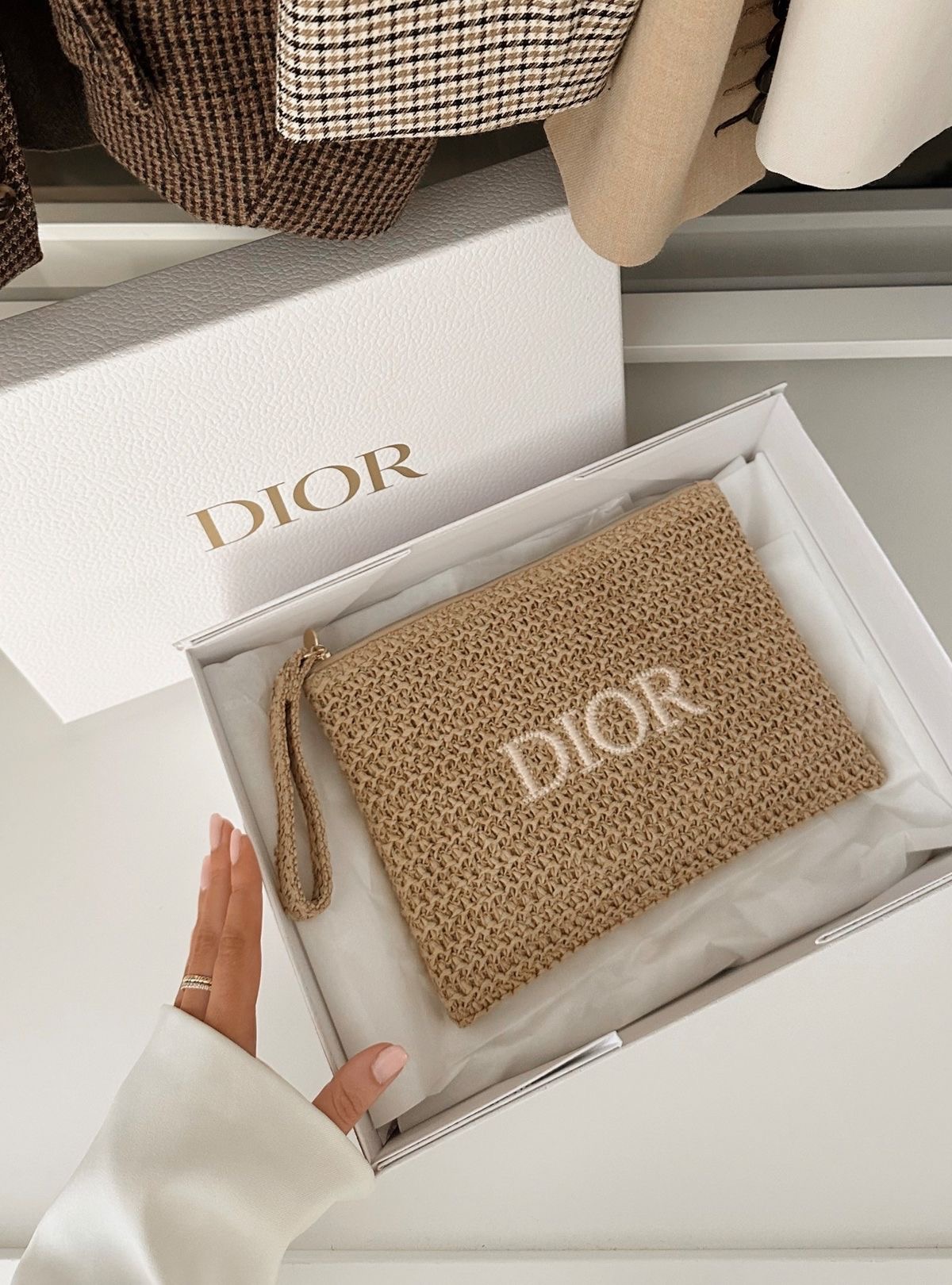Authentic GWP Dior Raffia Pouch 2025