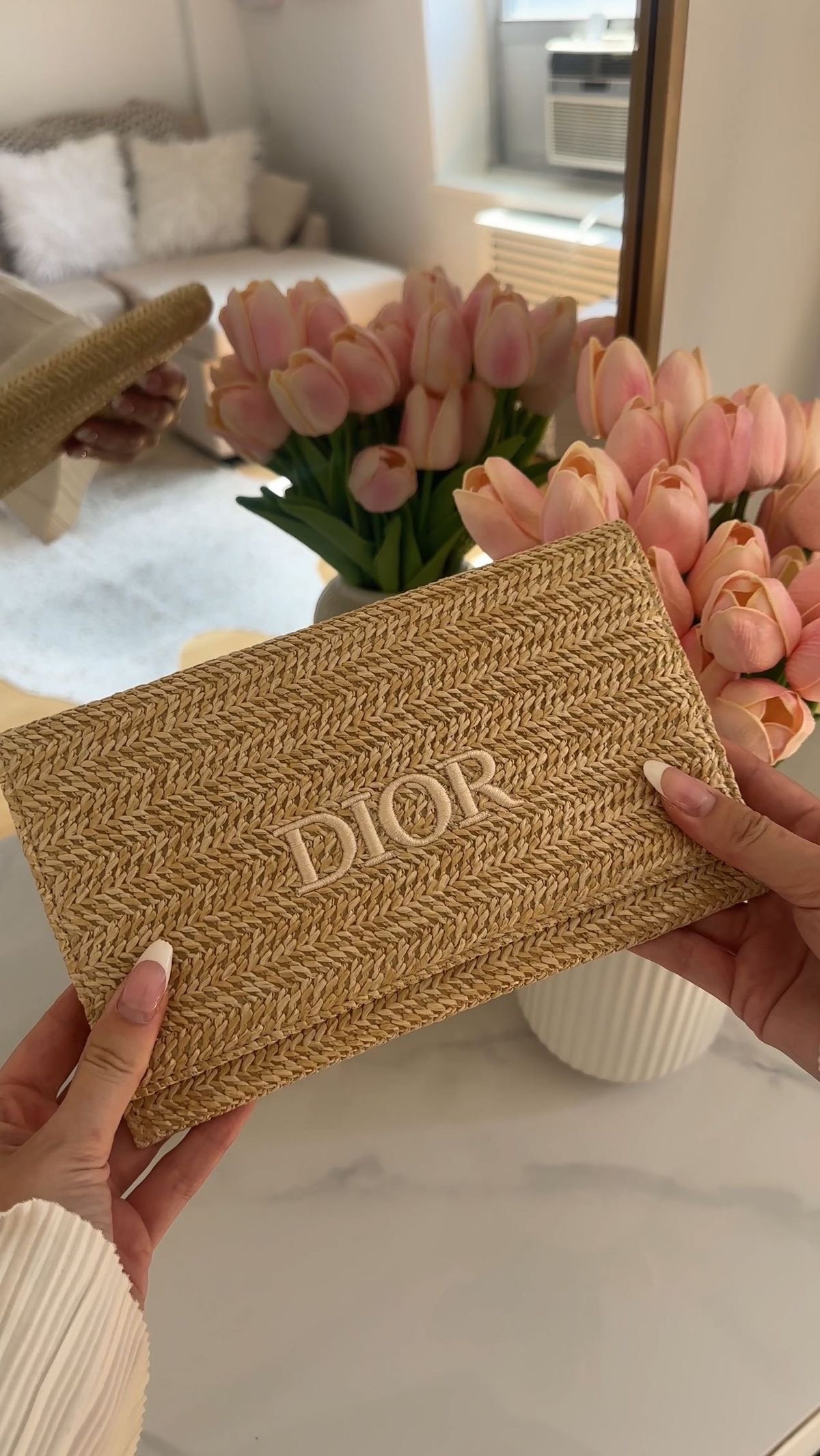 Authentic GWP Dior Raffia Bag with Free Pearl Strap - Image 5