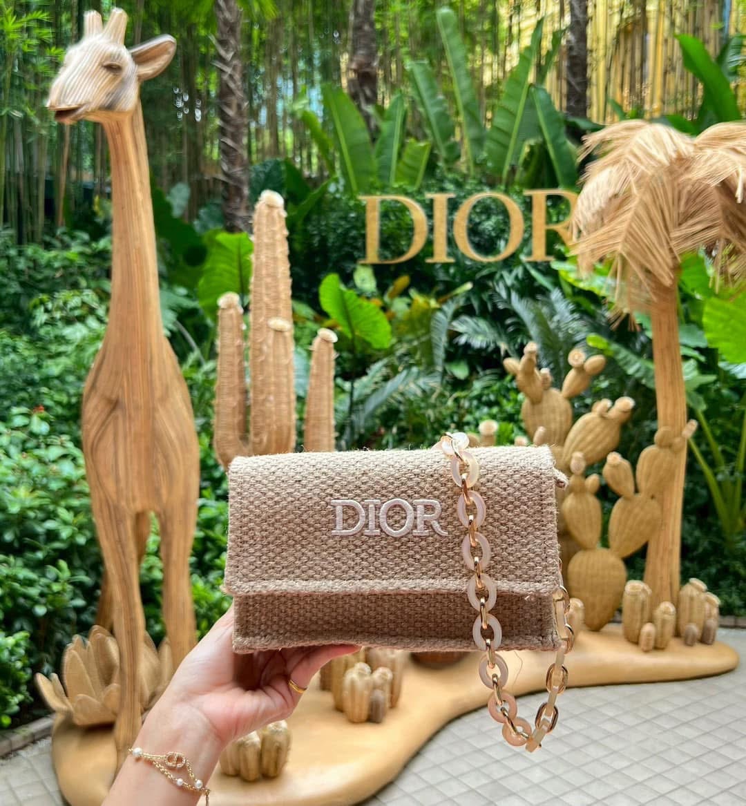 Authentic GWP Dior Shoulder Raffia Bag With Box
