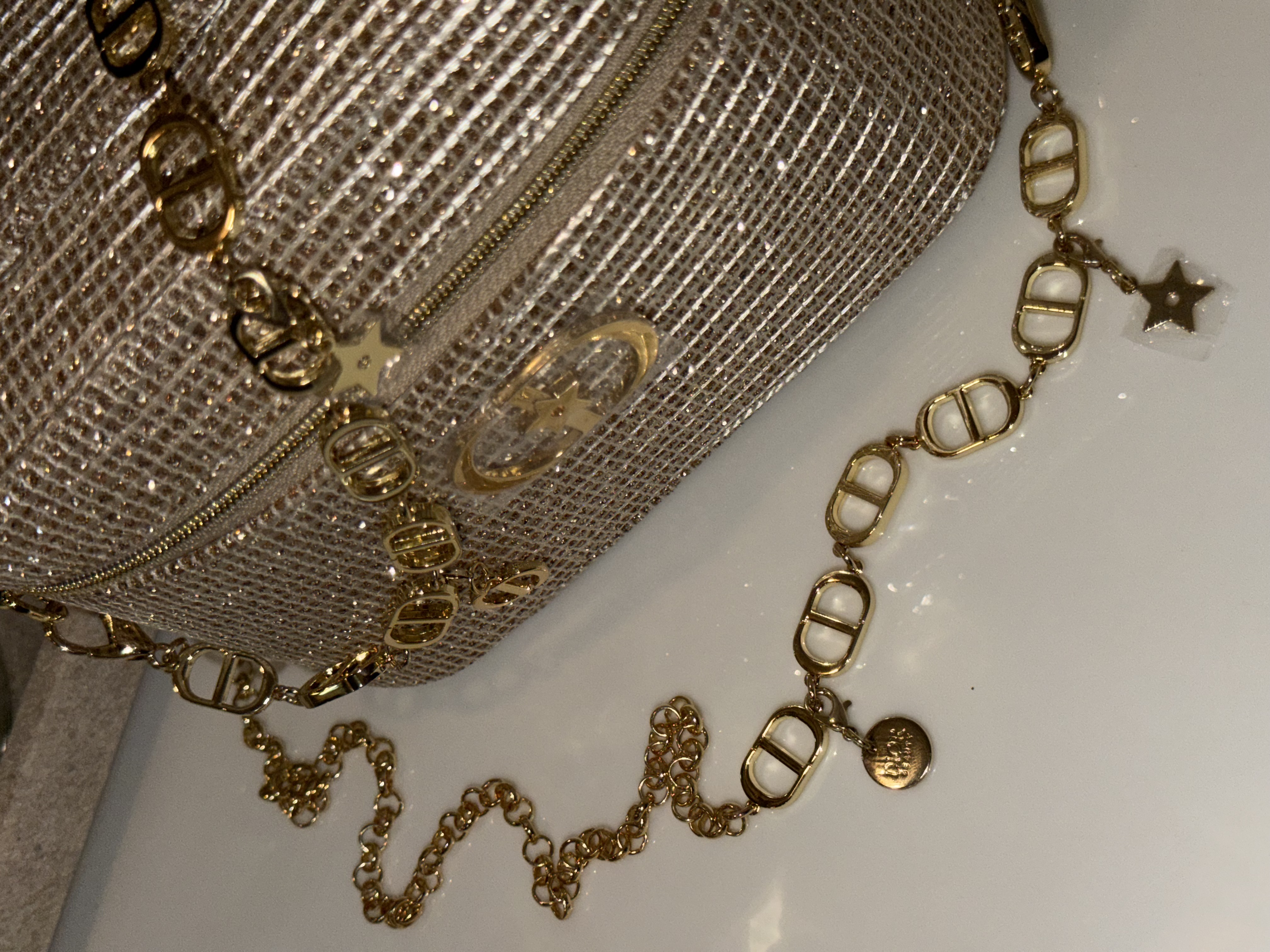 Authentic Dior Gold Bag Complete with FREE Chain and Paperbag - Image 3
