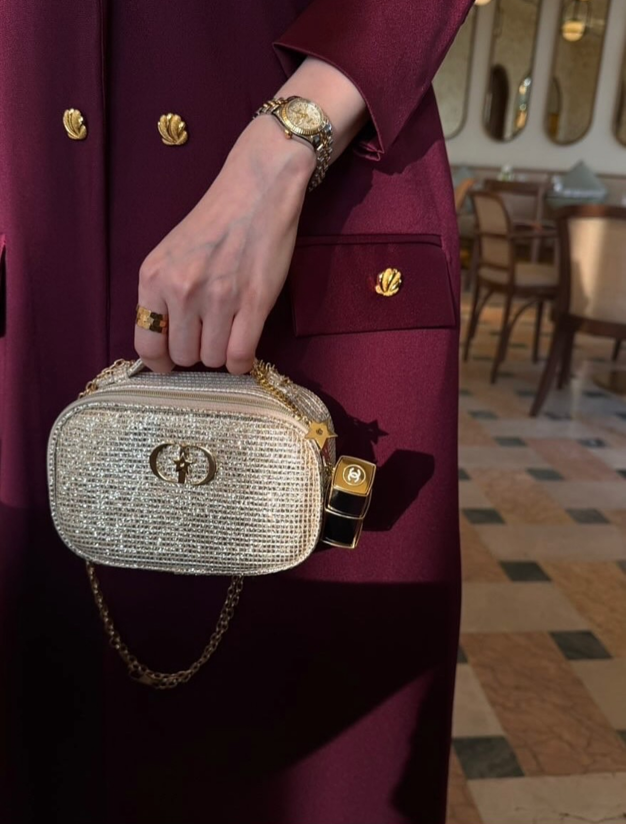 Authentic GWP Dior Holiday Pouch with box and FREE Gold Chain - Image 2