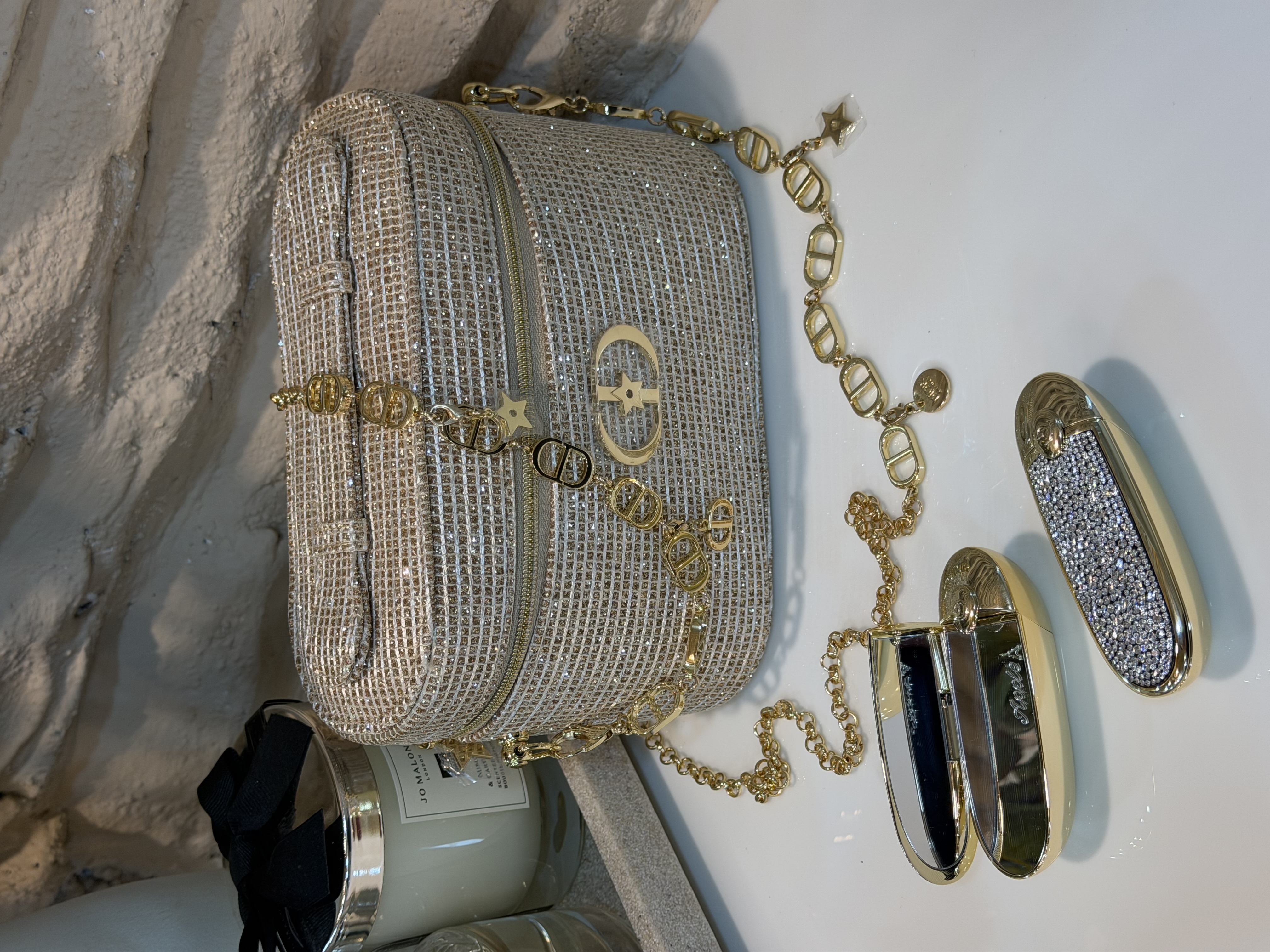 Authentic Dior Gold Bag Complete with FREE Chain and Paperbag - Image 4