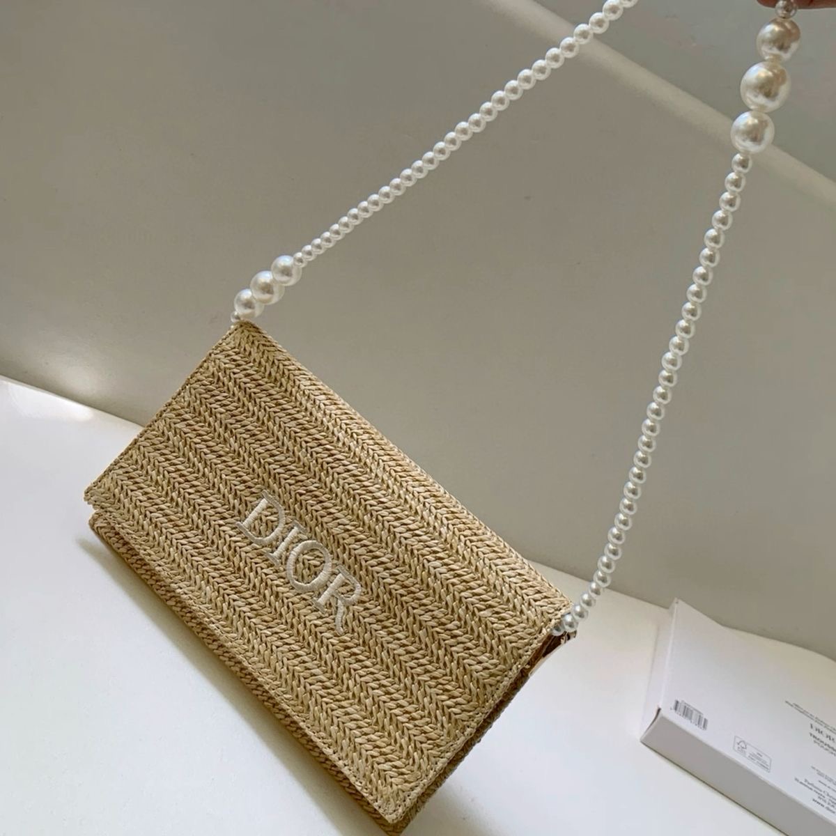 Authentic GWP Dior Raffia Bag with Free Pearl Strap - Image 8